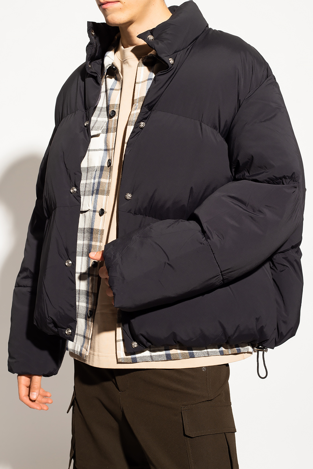 Black Down jacket Acne Studios - woven single-breasted jacket Blue